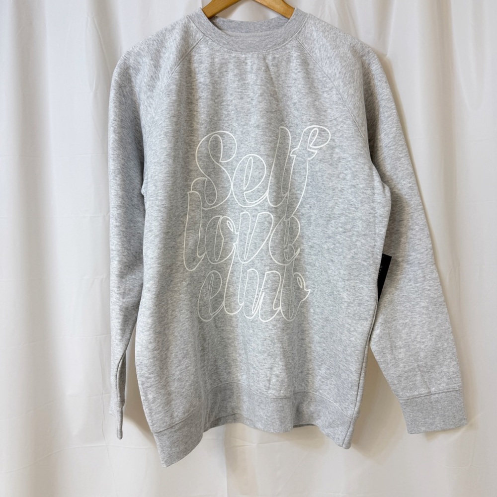 Brunette The Label SELF LOVE CLUB Pebble Grey Big Sister Crew Sweatshirt XS/S